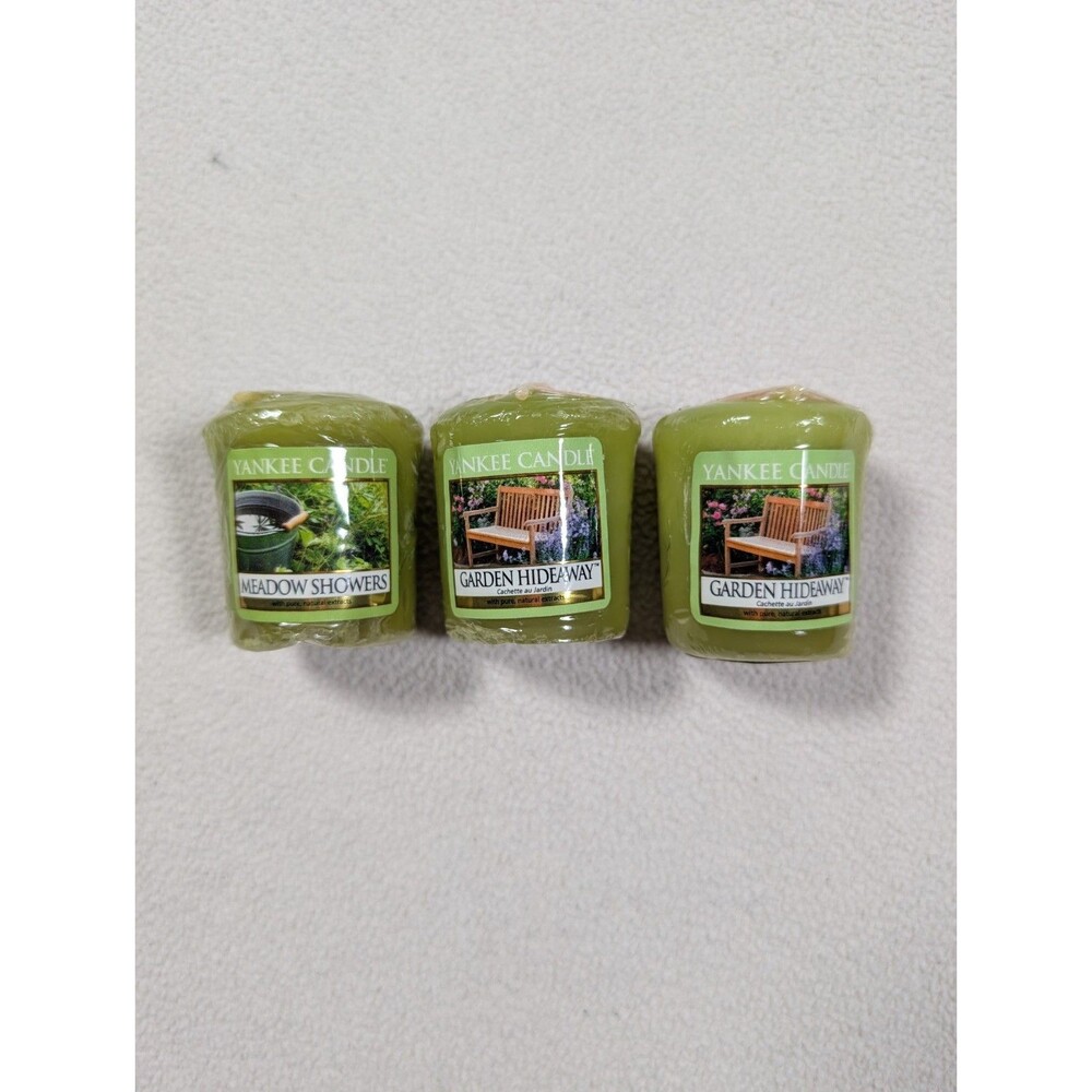 Lot of 3 Retired Yankee Candle Garden Hideaway Meadow Showers Votives Rare